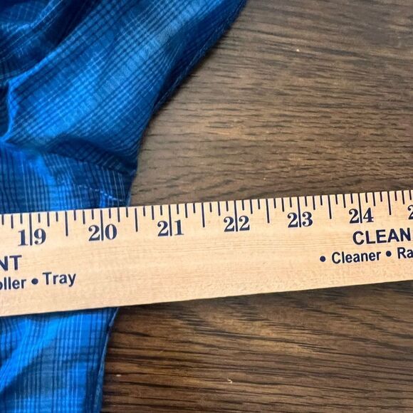 Panhandle Rough Stock Cotton size L Blue Plaid Western Shirt. Pearl snap. - Picture 9 of 12